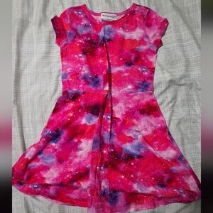 Pink Casual Fit and Flare Dress with Flutter Sleeves